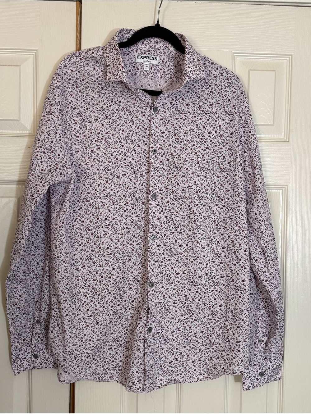 Express Extra Slim Floral Button Up Dress Shirt XL Pink Long Sleeve